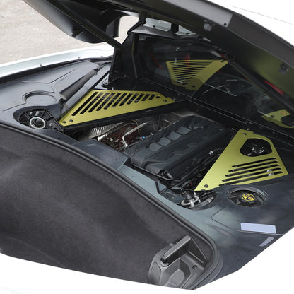 Yellow Engine Bay Side Panel Cover Overlay Coupe For Corvette C8 2020-26 14