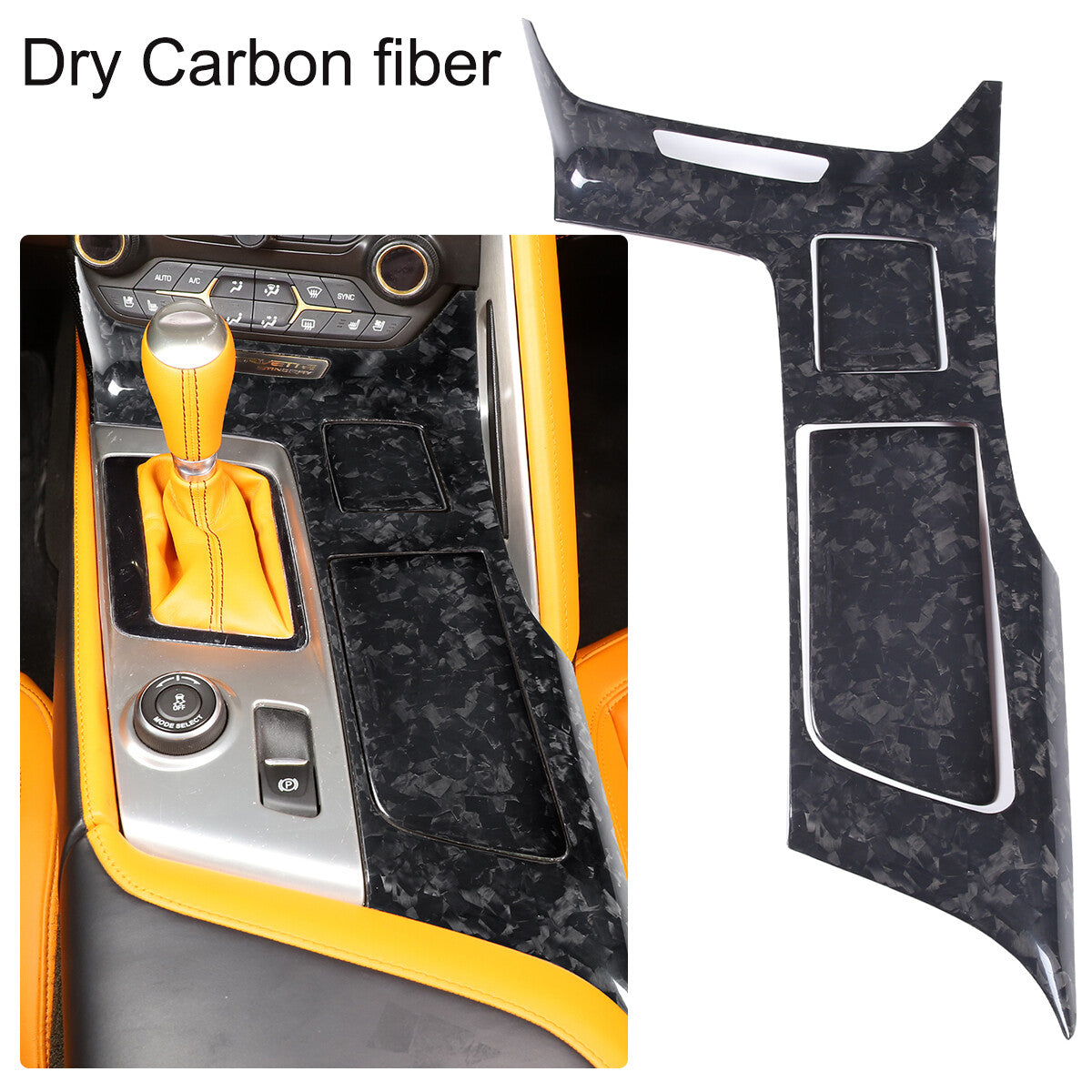 Forged Carbon Center Water Cup Holder Panel Trim Cover For Corvette C7 2014-2019 1