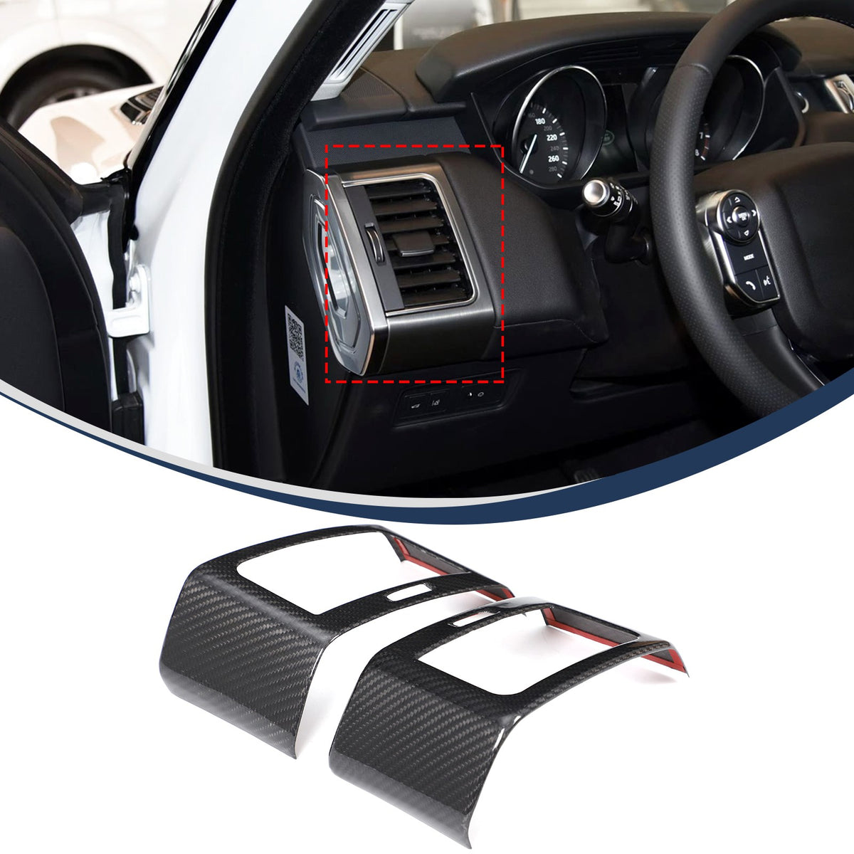 Real Carbon Fiber Center Side Air Vent Trim For LR Range Rover Sport L494 14-17 1