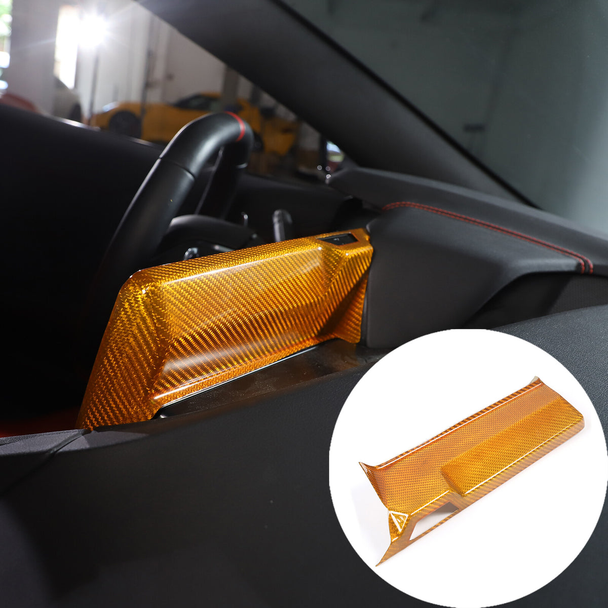 Yellow Carbon Fiber Center Console Screen Back Frame Trim For Corvette C8 20-25 2