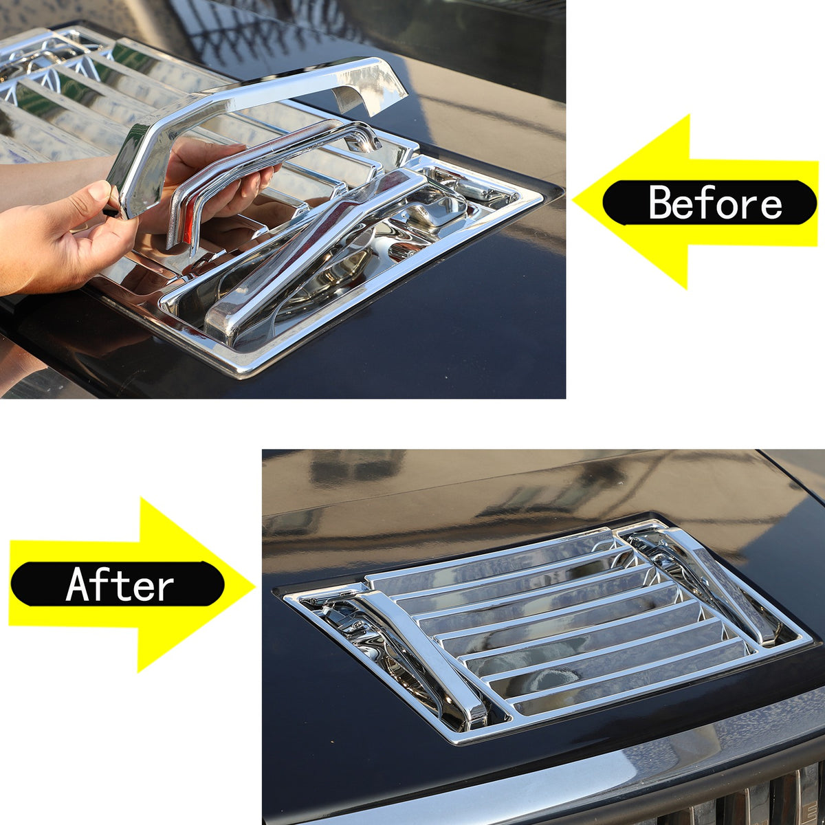 Silver Hood Air Deck Vent Grille Panel W/ Handle Trim For 2003-09 Hummer H2 US 6