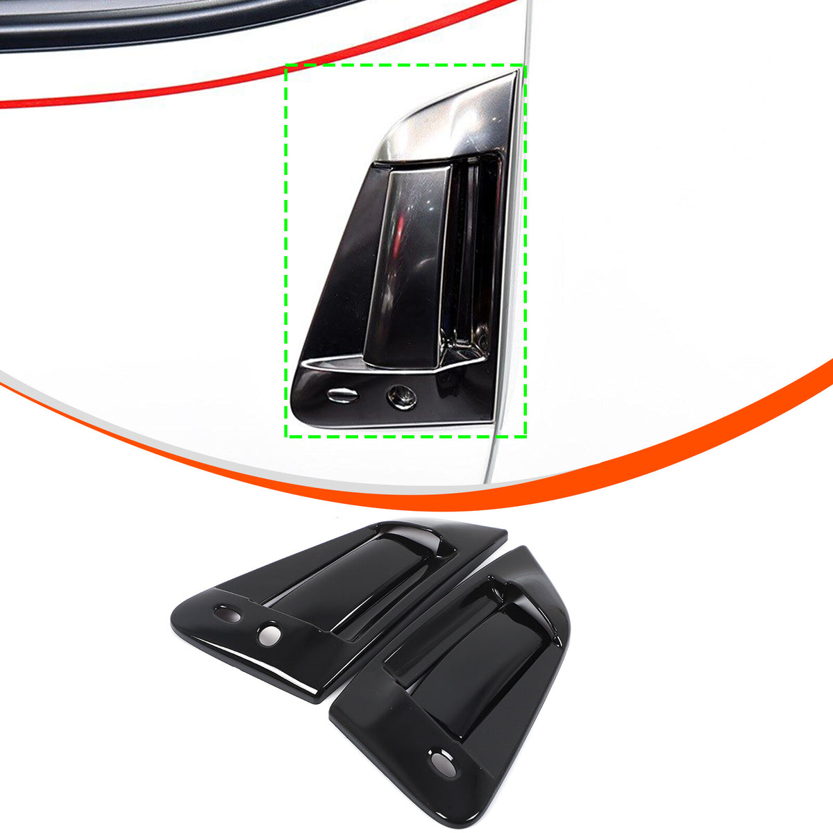 Glossy Black Exterior Door Handle Side Mirror Trim Set For Nissan 370Z Z34 09-20 6