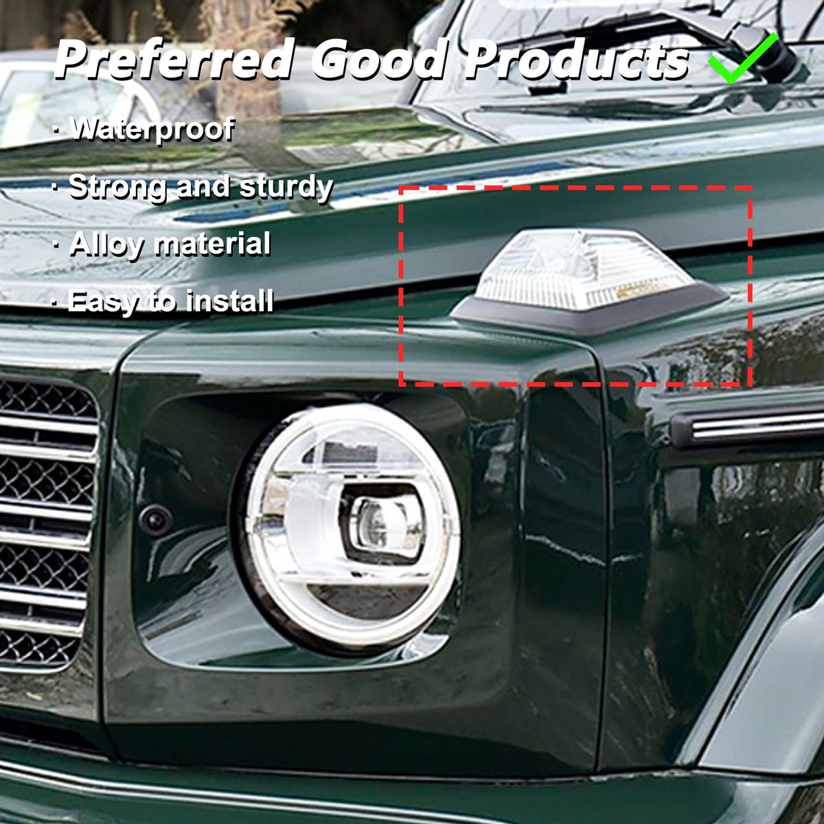 Hood Side Marker Light Guard Trim Cover For Mercedes-Benz G-Class W463 19+ US 6