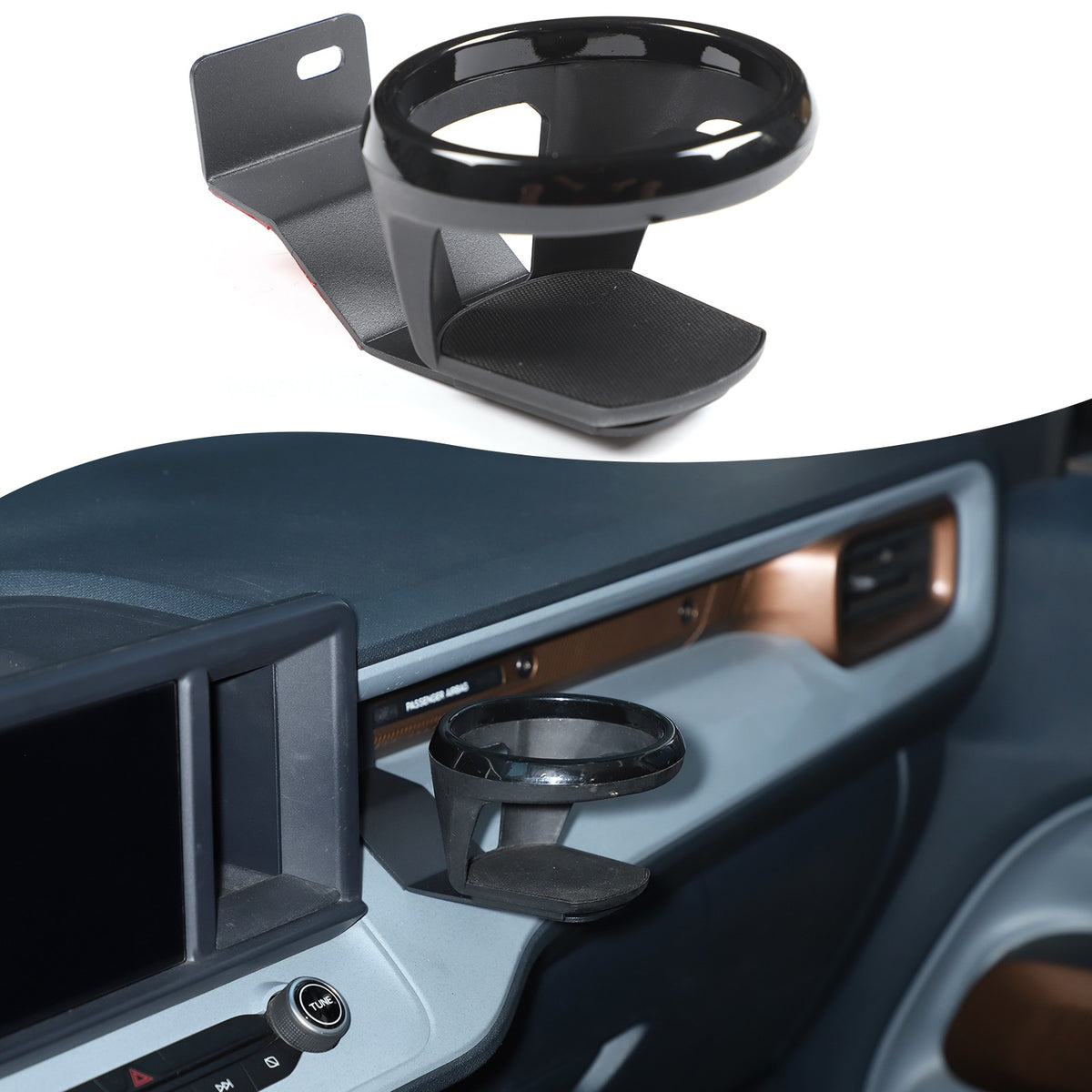 Black Ring Center Console Screen Right Cup Holder Trim For Ford Maverick 2022+ 1