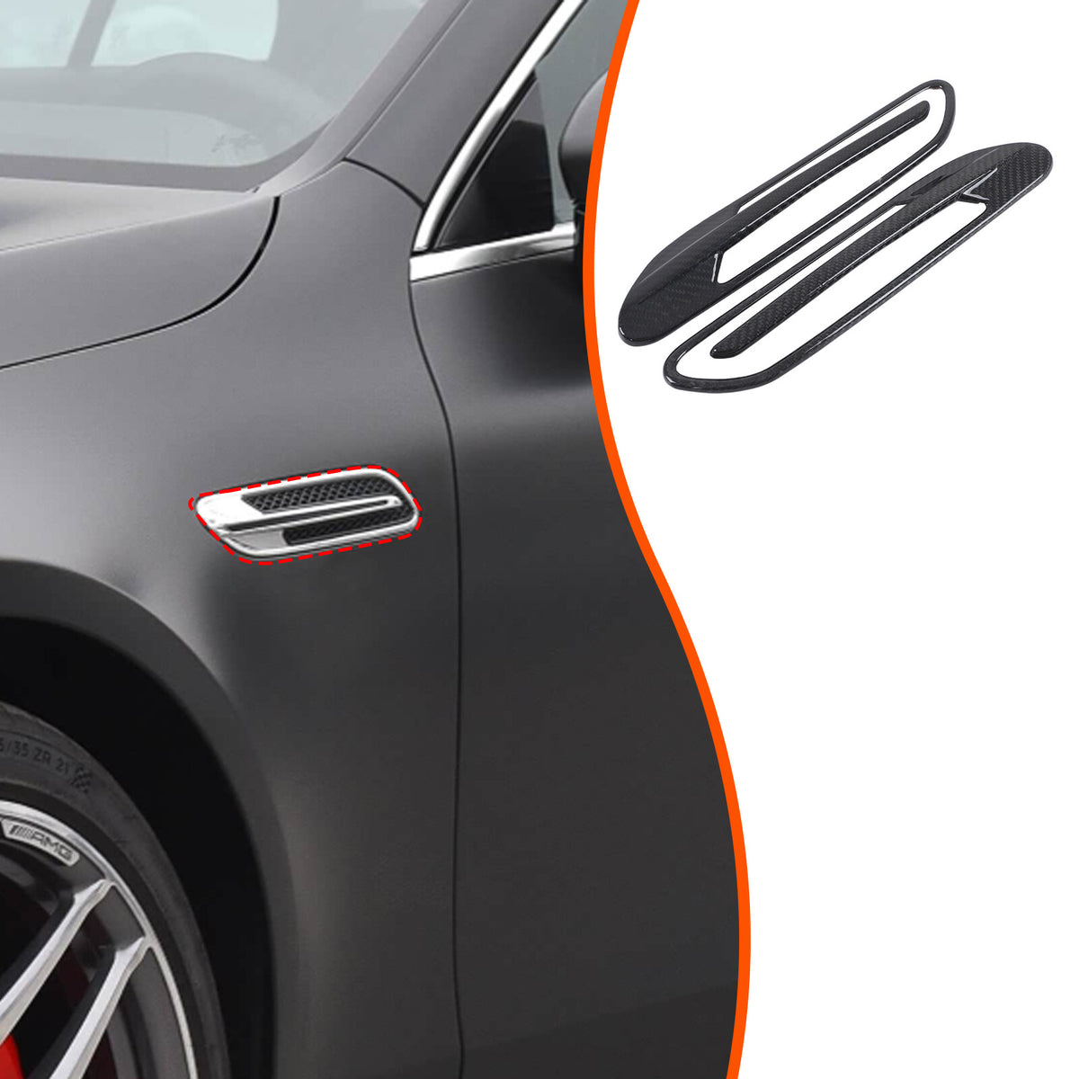 Real Carbon Fiber Side Fender Air Inlet Trim For Mercedes Benz AMG GT50/GT63 11