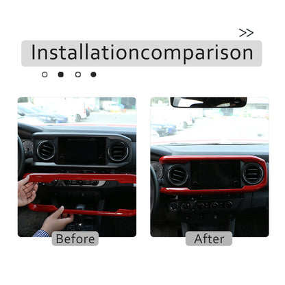 Sports Red ABS Dashboard Panel Cover Trim 2pcs For Toyota Tacoma 2016-2023 8