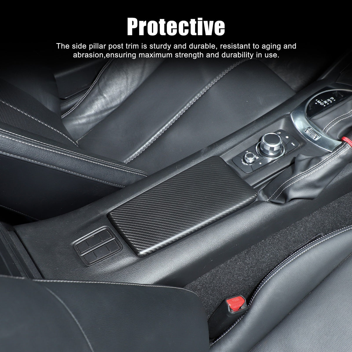 Matte Real Carbon Fiber Center Console Armrest Trim For Mazda MX-5 Miata 2016+ 7