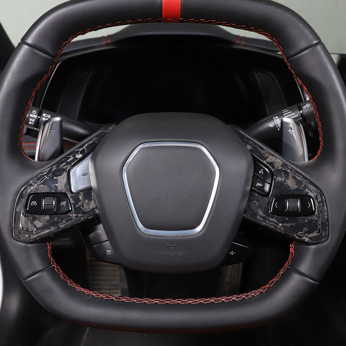 Real Carbon Fiber Steering Wheel Button Trim Cover For Corvette C8 2020-2026 - Variants 1-5 50