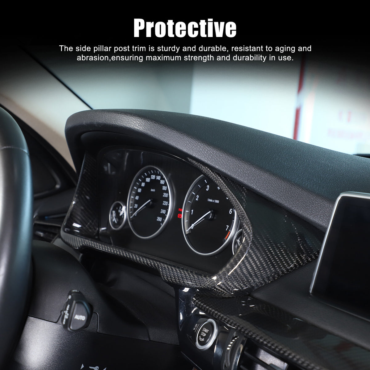 Real Carbon Fiber Dashboard Instrument Frame Cover Trim For BMW X5 F15 14-18 10