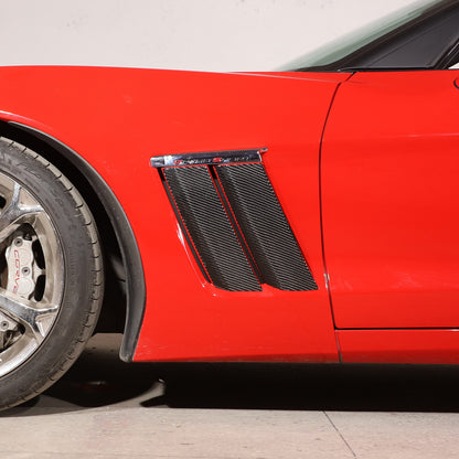 Carbon Fiber side fender vents Panel Sticker Trim For Corvette C6 2005-2013 6