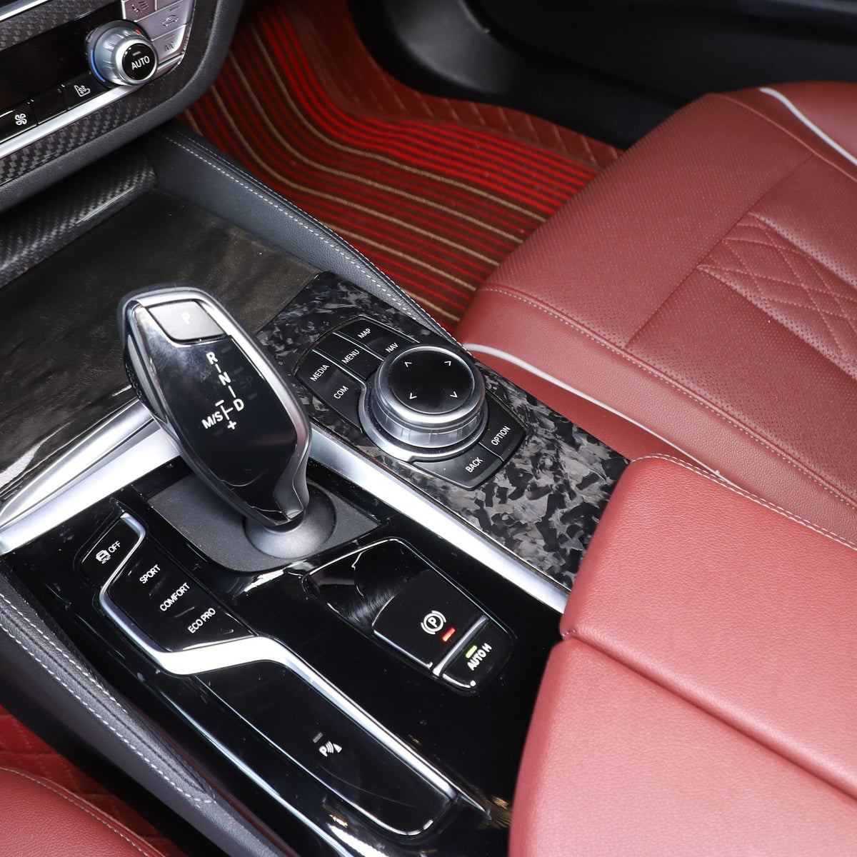 Forged Real Carbon Fiber Center Mode Knob Trim Cover For BMW 5 Series G30 18-22 11