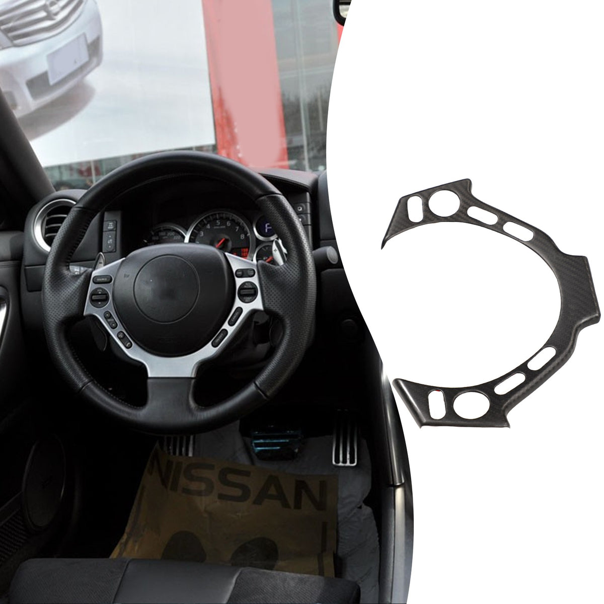 Matte Real Carbon Fiber Steering Wheel Button Trim For Nissan GTR R35 2008‑2016 13