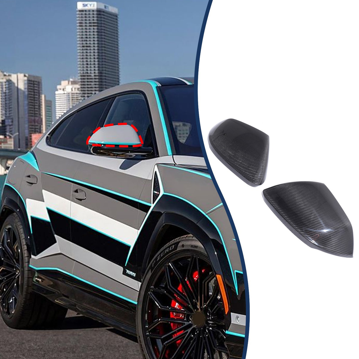 Real Carbon Fiber Exterior Decor Accessorie Trim For Lamborghini Urus 2018-21 54