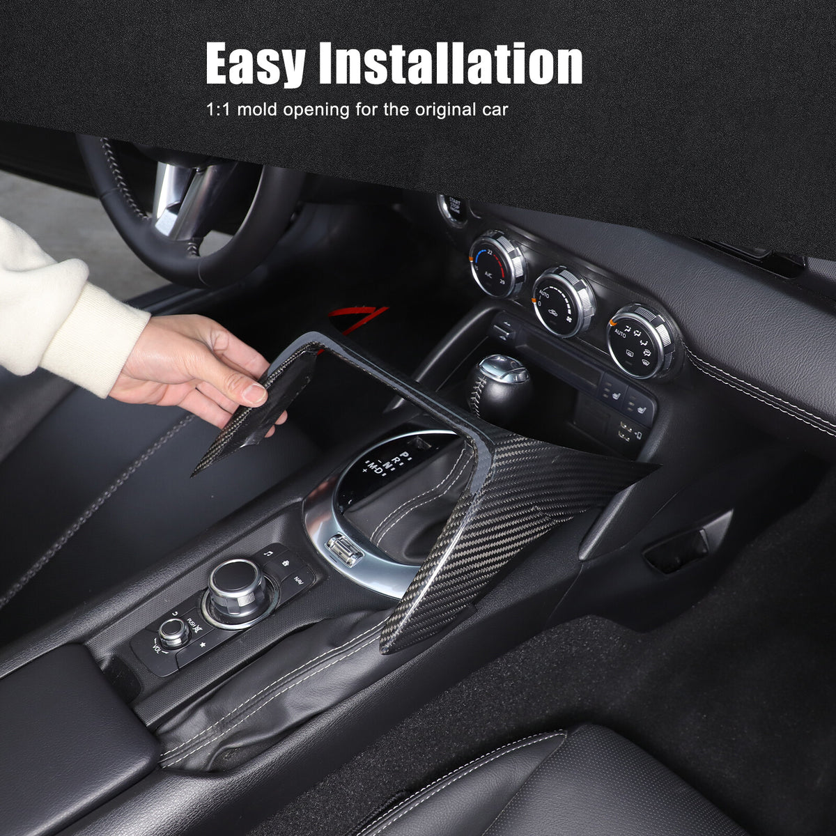 Real Carbon Fiber Front Center Console Trim Cover For Mazda MX-5 Miata 2016-2025 9