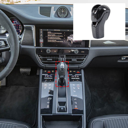 Real Carbon Fiber Center Gear Shift Head Cover Trim For Porsche Macan 2022 2