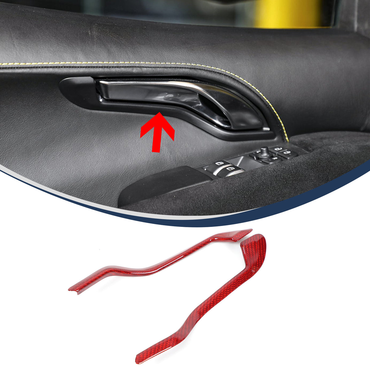 Real Carbon fiber Interior Door Handle Trim Cover For Lotus Emira V6 I4 2023-25 12