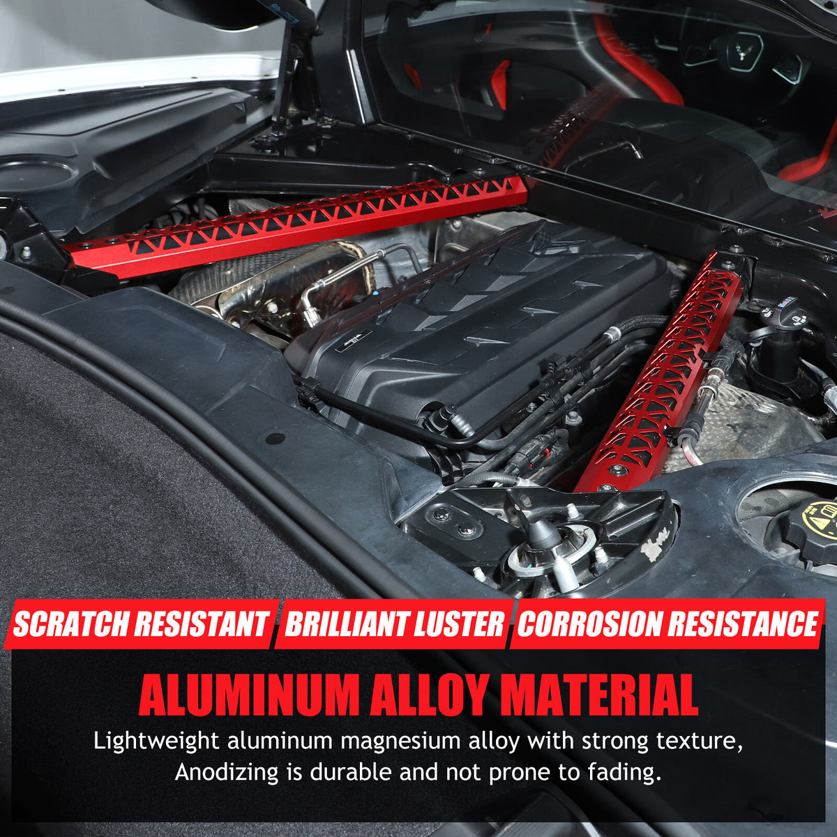 Hollowed Red Engine Bay Crossmember Panel Trim Cover For Corvette C8 Coupe 20+ 8