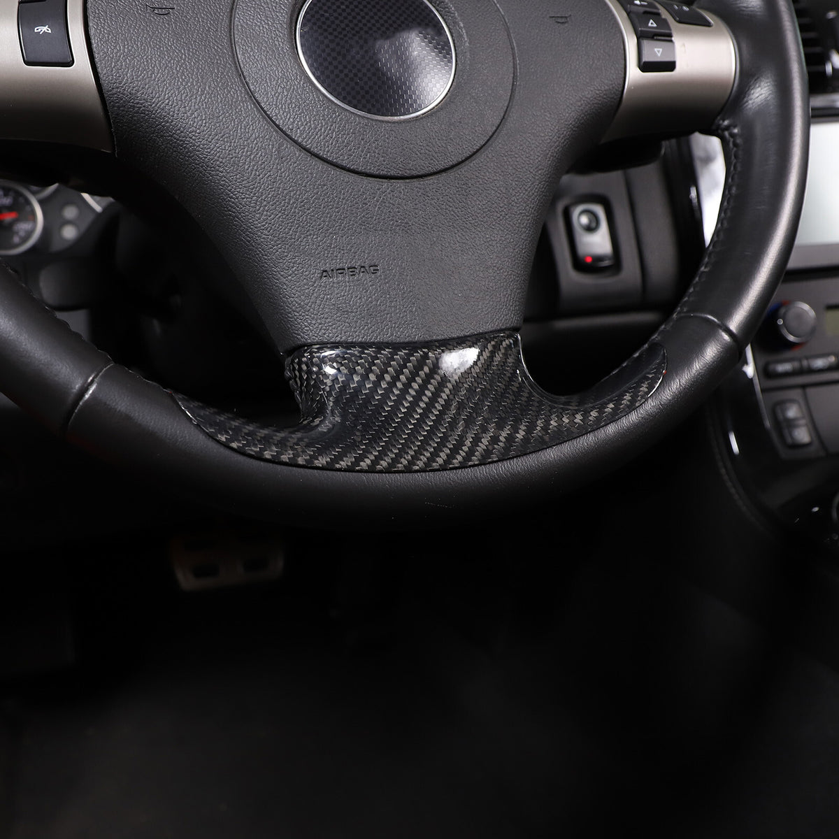 Real Dry Carbon Fiber Steering Wheel Lower Emblem Trim For Corvette C6 2005-2013 3