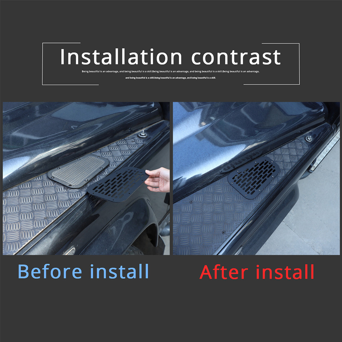 Black Alloy Front Hood Air Vent Cover Trim For Land Rover Defender 04-18 15