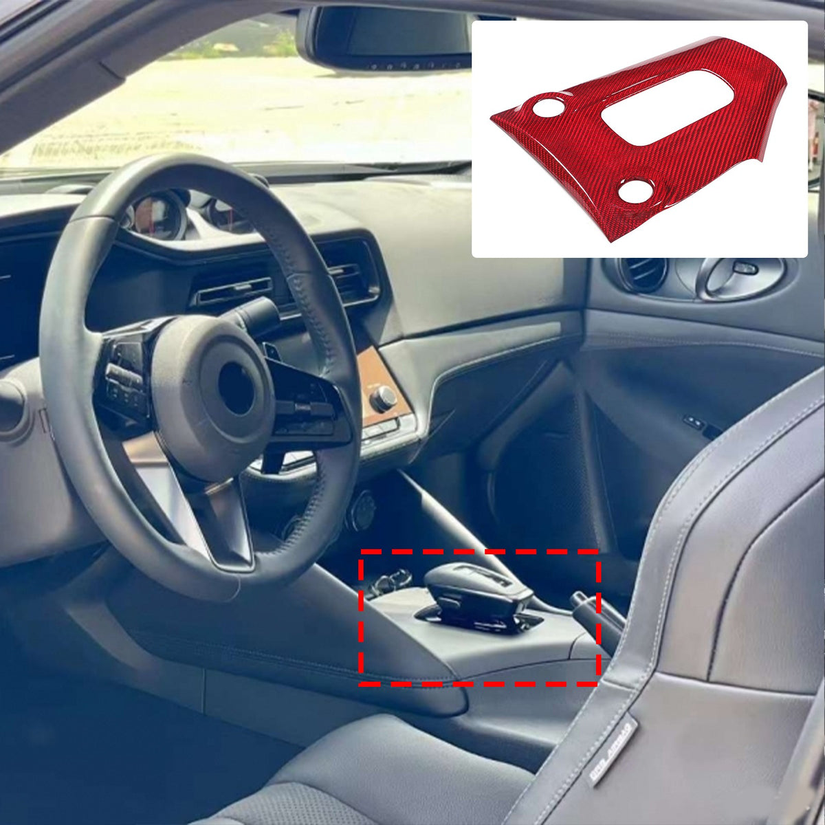 Red Real Carbon Fiber Interior Center Console Trim For Nissan Z 400Z RZ34 2023+ 18