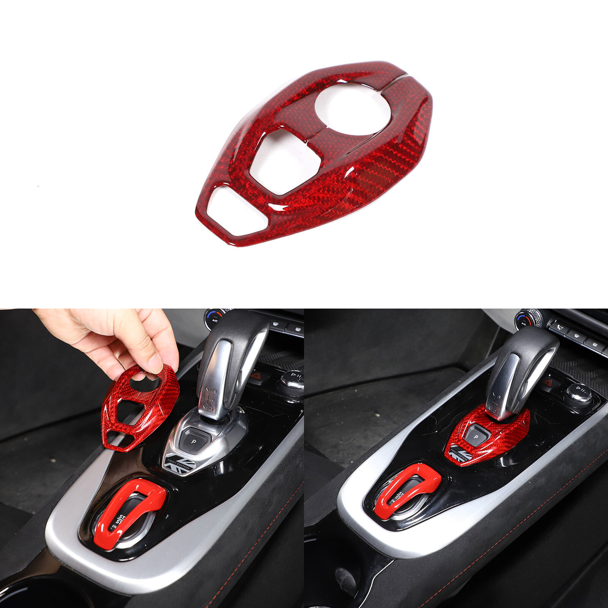 Red Real Carbon Fiber Console Gear Base Cover Trim For Lotus Emira V6 I4 2023-25 5