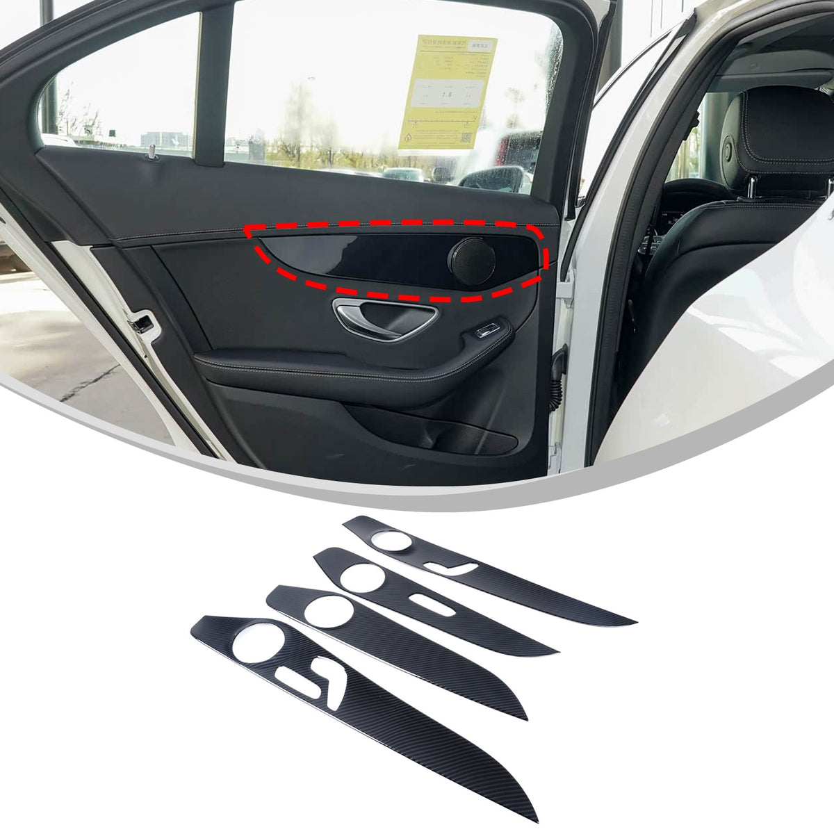 ABS Carbon Fiber Interior Door Panel Trim Cover For Benz C-Class W205 2015-21 US 2