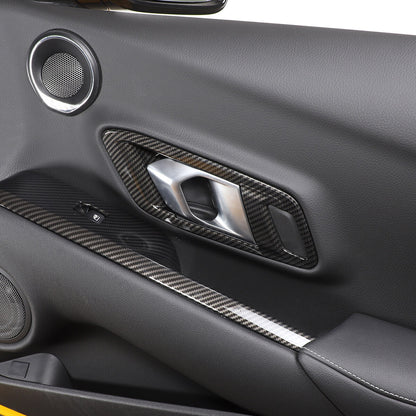ABS Carbon Fiber Interior Door Handle Cover Trim Frame For Toyota Supra 19-24 7
