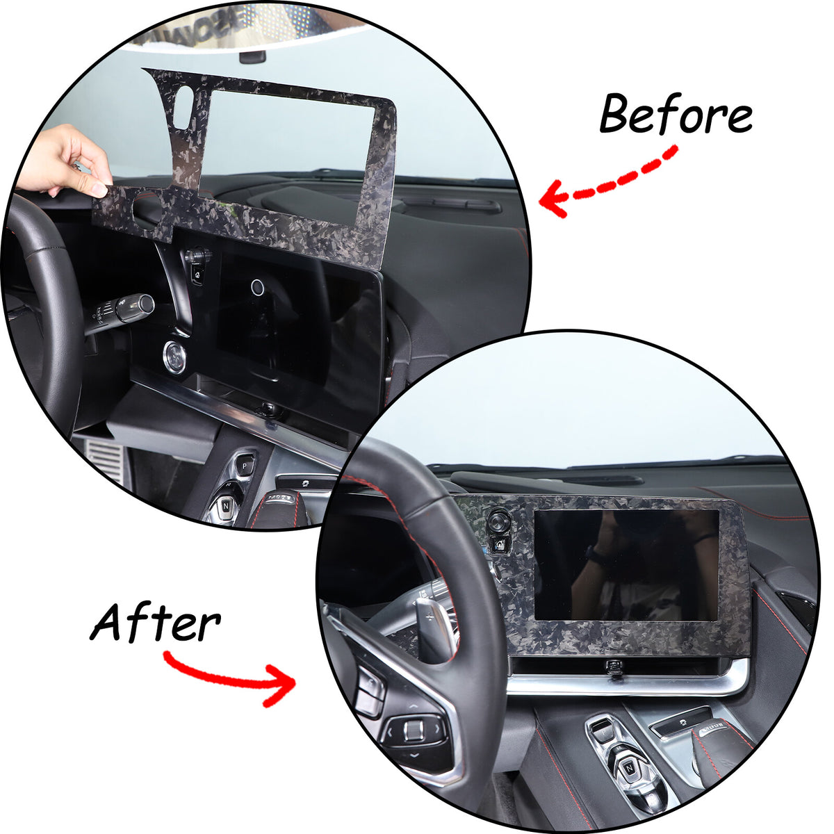 Forged Real Carbon Fiber Dashboard Navigation Srceen Frame Trim For Corvette C8 22