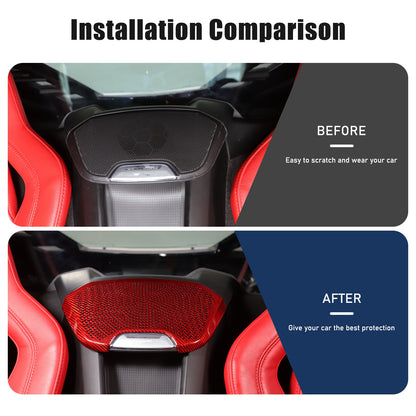 Red Real Carbon Fiber Rear Speaker Grille Trim For Corvette C8 1LT/2LT 2020+ 23
