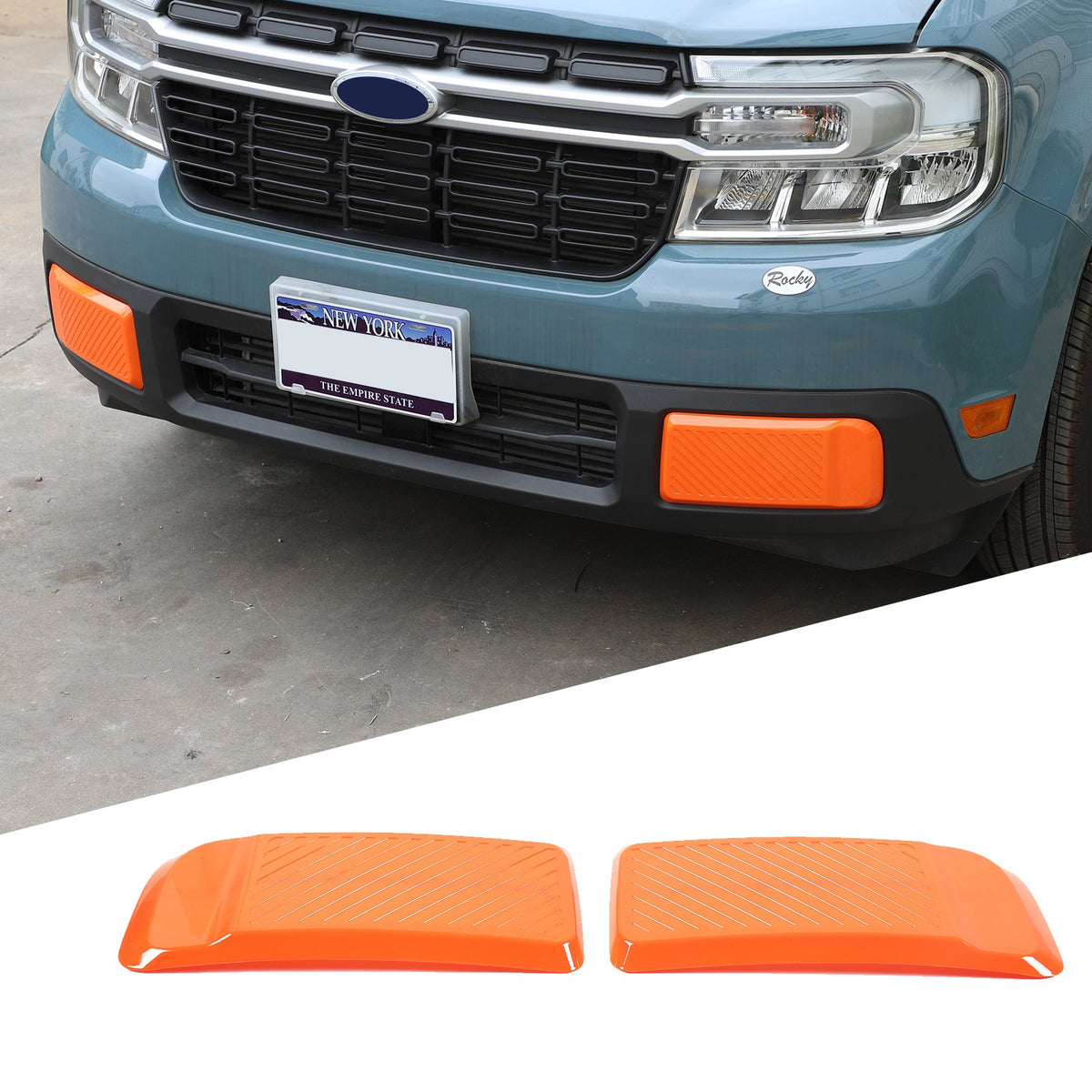 Orange ABS Front Bumper Side Trim Cover For Ford Maverick 2022-2024 US 1
