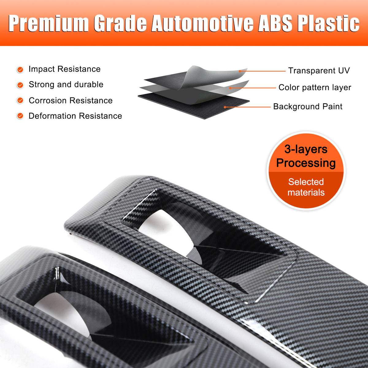 ABS Carbon Fiber Headlight Eyebrow Eyelid Cover Trim For Mitsubishi L200 2024-25 14