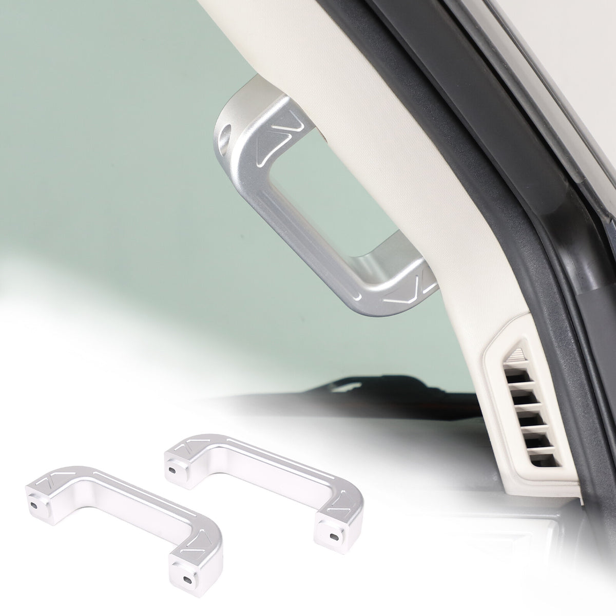 Silver Interior A-Pillar Grab Handle Trim Frame For Nissan Titan 2016-2023 19