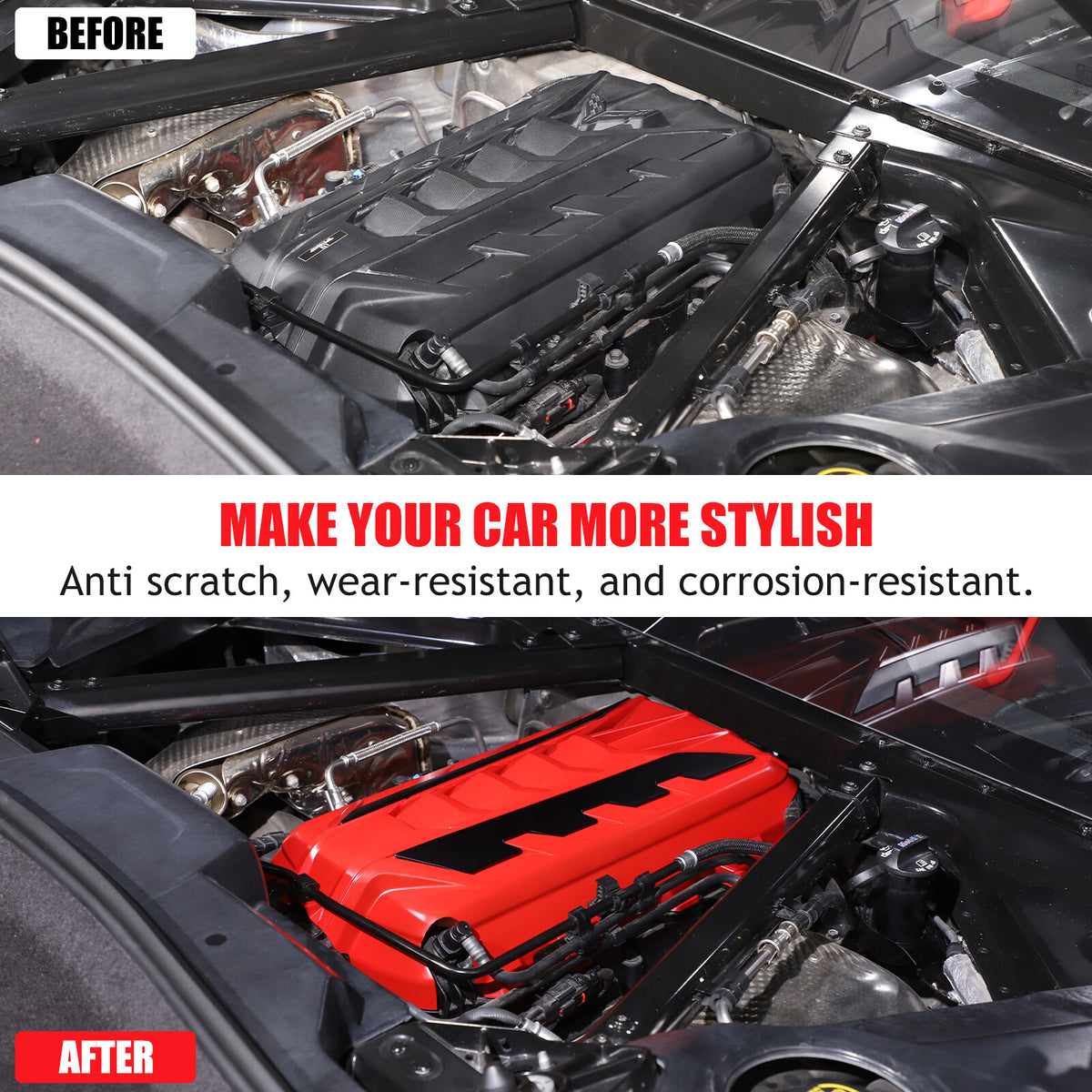 Engine Bay Panel Cover Trim in Edge Blue/Red/Black For Corvette Coupe C8 2020-26 - Styles 1-5 70