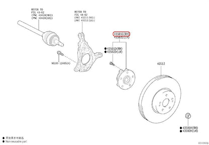 Toyota OEM Front Wheel Hub Bearing Assembly 43550-33050 for Rav4 3