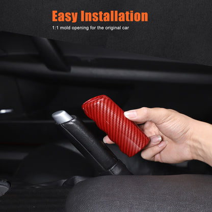 Red Carbon Fiber ABS Parking Brake Lever Sleeve Trim For Corvette C6 2005-2013 6
