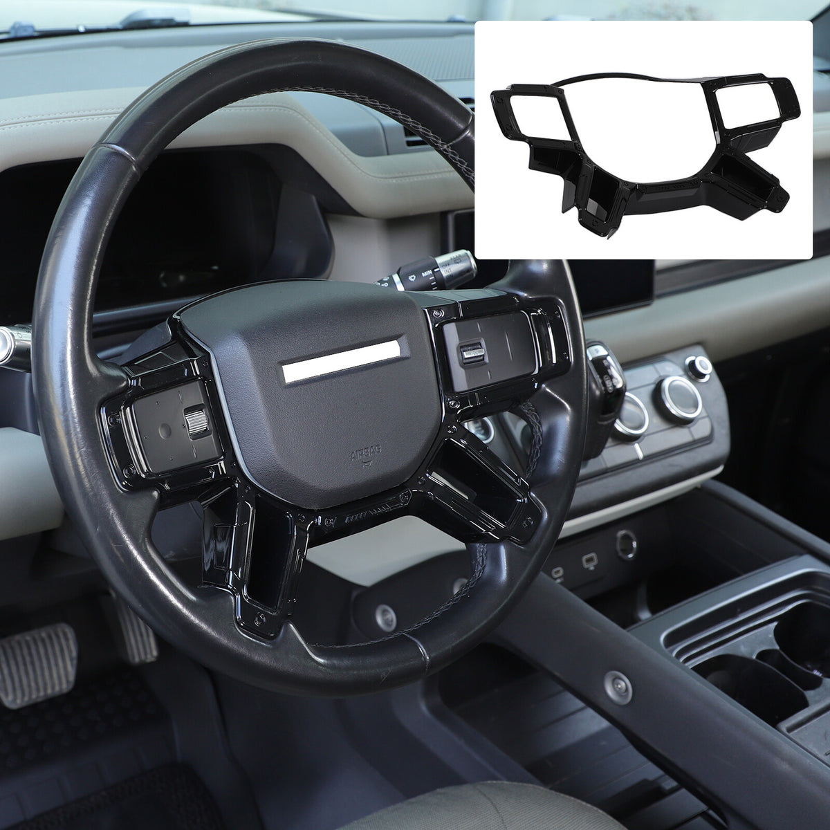 Mecha Glossy Black Steering Wheel Frame Trim For Land Rover Defender L663 20-25 21