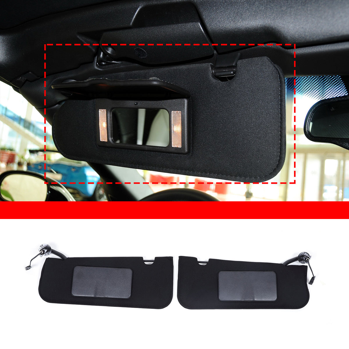 For Corvette C6 Sun Visors Sunvisor with Vanity Mirrors Pair with LED 2005-2013 2