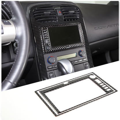 10PCS Real Carbon Fiber Full Center Console GPS Sticker Trim Set For corvette C6 10