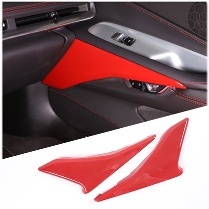Red ABS Interior Door Panel Decor Cover Trim For Corvette C8 2020-2026 3