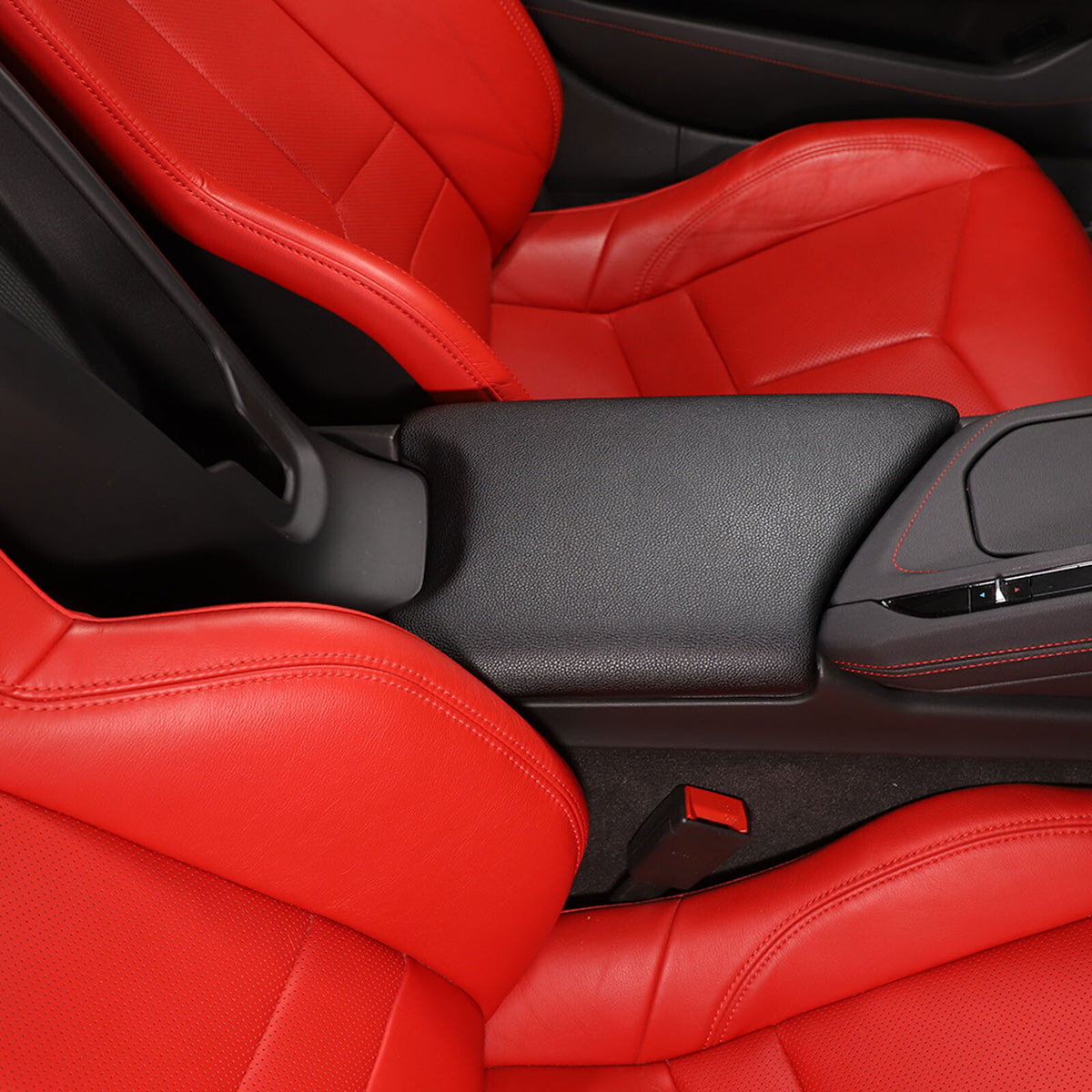 ABS & PU Leather Center Console Armrest Box Cover For Corvette C8 2020-26 US 3