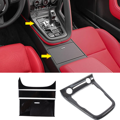 ABS Carbon Fiber Center Console Gear Shift Box Trim Set For Jaguar F-TYPE 13-18 2
