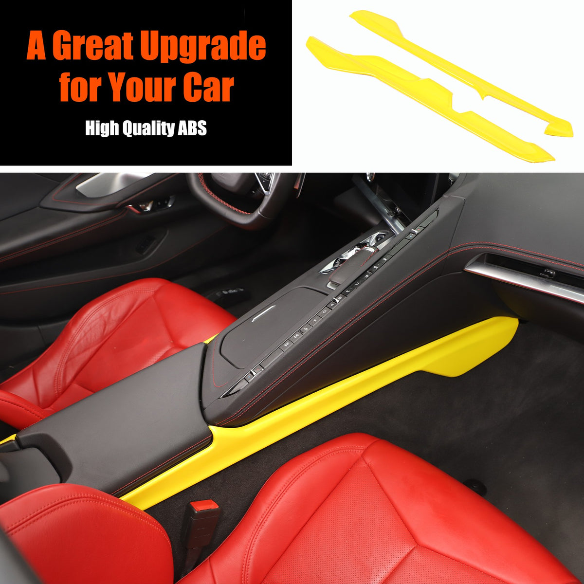 Yellow ABS Center Console Lower Armrest Box Panel Trim For Corvette C8 2020+ 1