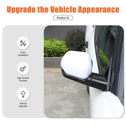 White ABS Exterior Rearview Mirror Cover Trim For Toyota Tundra/Sequoia 2022+ US 4