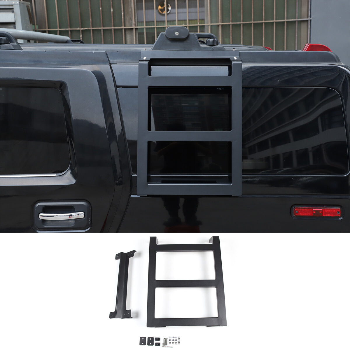 Alloy Rear Roof Climbing Ladder Rack Window Molle Panel For Hummer H2 2003-09 82