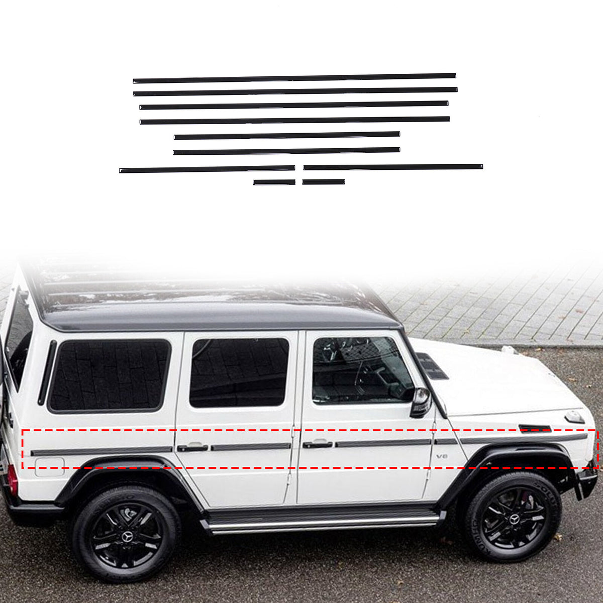 Piano Black Side Door Body Trim For Benz G Class W463 G350 G55 G63 2007-18 1