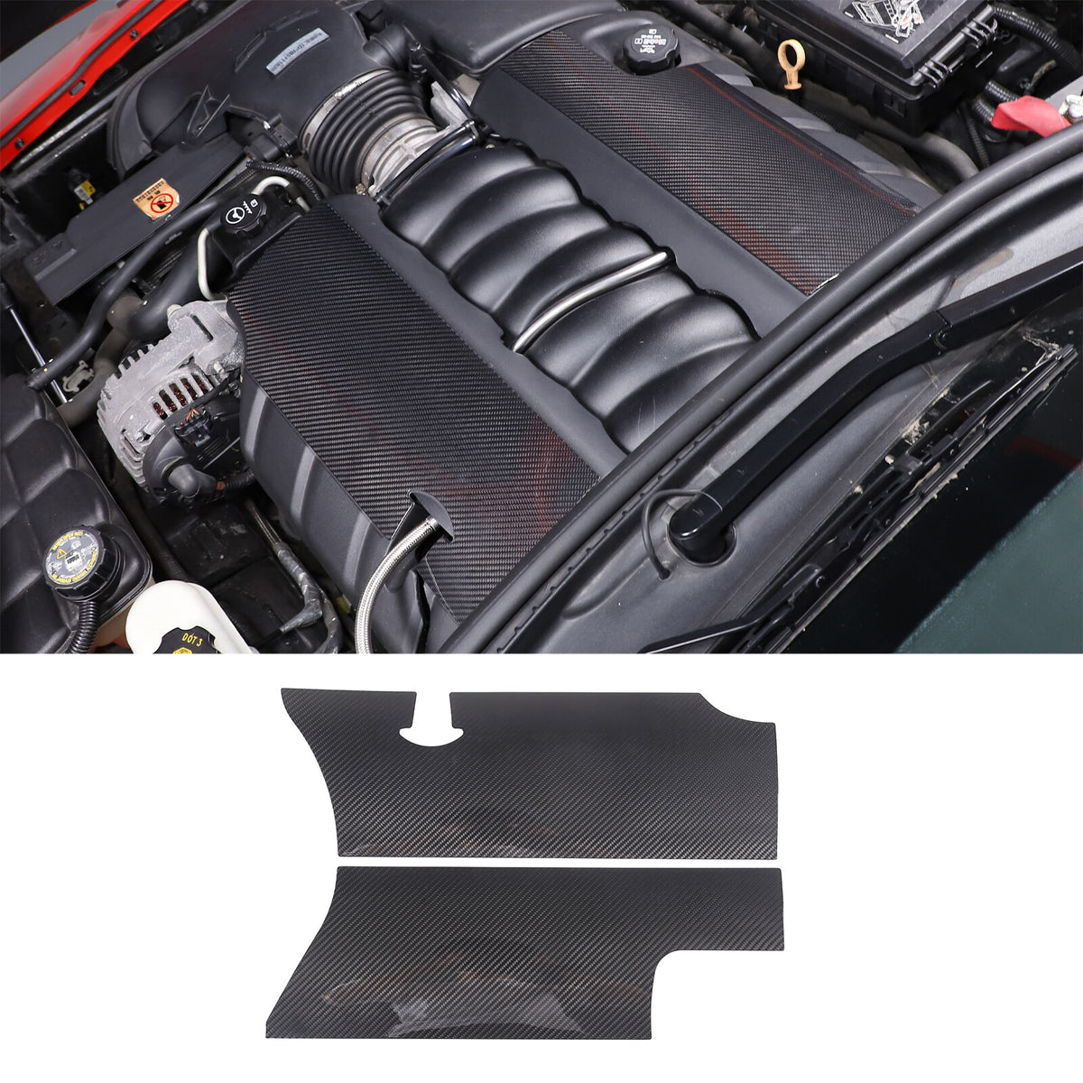 Real Dry Carbon Fiber Intake Manifold Cover Engine Set For Corvette C6 2005-13 8