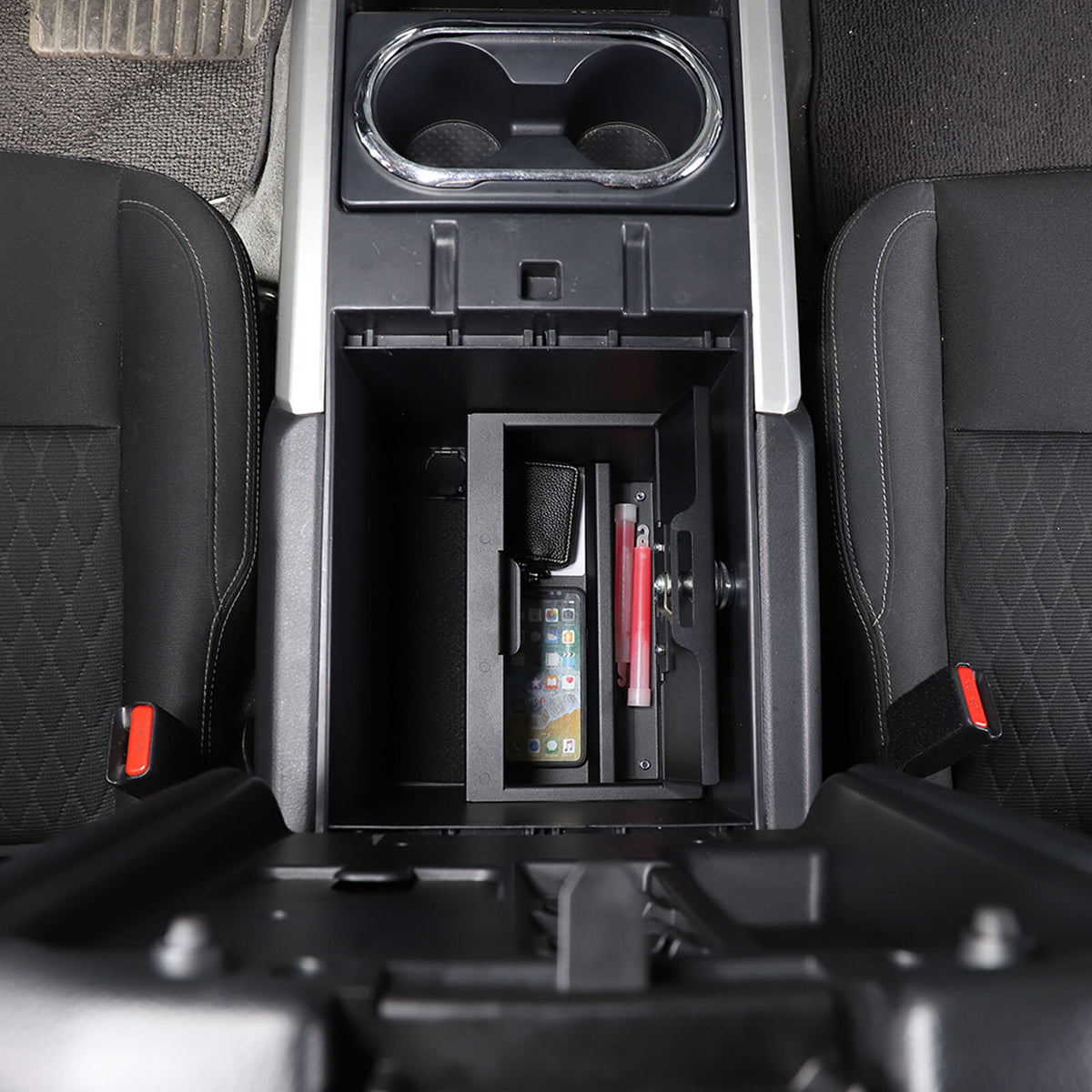 Center Console Safe GUN Storage Lock Box W/ TRAY For Nissan Titan 2016-2023 16