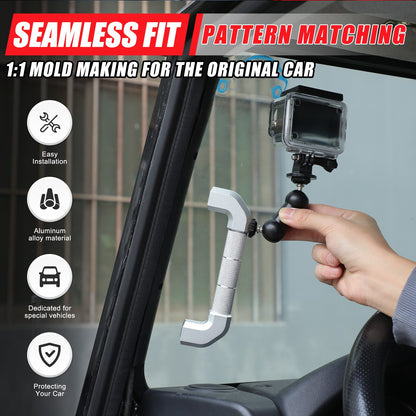 Silver Aluminum A-Pillar Handle W Cam Mount For LR Defender L316 2004-2018 5