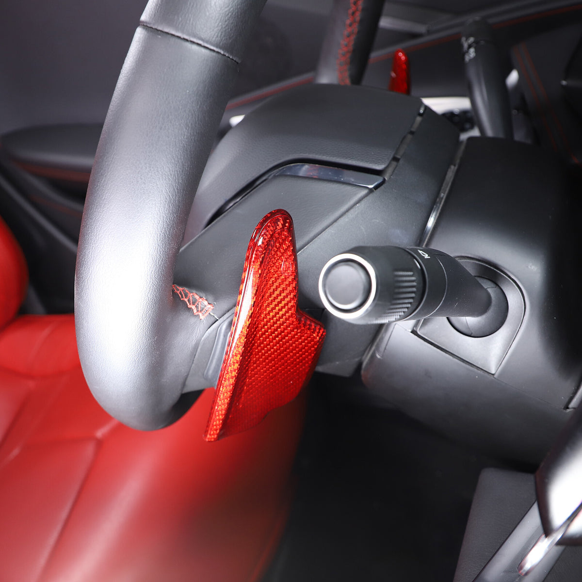 Red Real Carbon Fiber Gear Shift Paddles Paddle Shifters For Corvette C8 20+ US 10