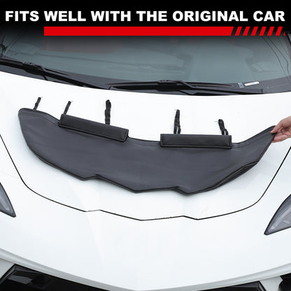 PU Leather Car Bonnet Hood Bra Wind & Bug Deflectors For Corvette C8 2020-26 US 16